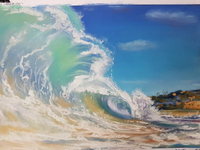 The Wave on Manly beach, pastel on Me Teintes Tex A3 size, available A$350